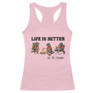 Funny Camping Raccoon Racerback Tank Top Life Is Better By The Campfire TS12 Light Pink Print Your Wear
