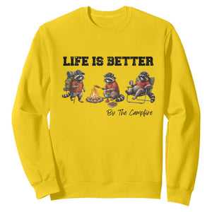 Funny Camping Raccoon Sweatshirt Life Is Better By The Campfire TS12 Daisy Print Your Wear