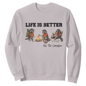 Funny Camping Raccoon Sweatshirt Life Is Better By The Campfire TS12 Ice Gray Print Your Wear