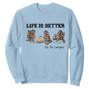 Funny Camping Raccoon Sweatshirt Life Is Better By The Campfire TS12 Light Blue Print Your Wear