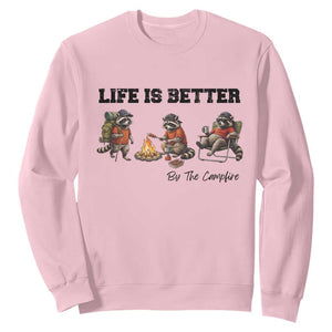 Funny Camping Raccoon Sweatshirt Life Is Better By The Campfire TS12 Light Pink Print Your Wear