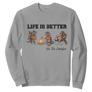 Funny Camping Raccoon Sweatshirt Life Is Better By The Campfire TS12 Sport Gray Print Your Wear
