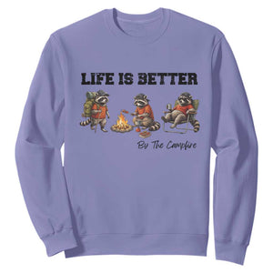 Funny Camping Raccoon Sweatshirt Life Is Better By The Campfire TS12 Violet Print Your Wear