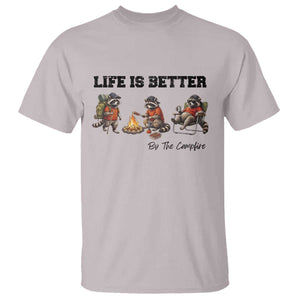 Funny Camping Raccoon T Shirt Life Is Better By The Campfire TS12 Ice Gray Print Your Wear