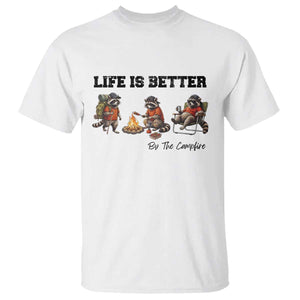 Funny Camping Raccoon T Shirt Life Is Better By The Campfire TS12 White Print Your Wear