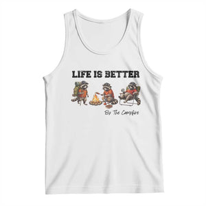 Funny Camping Raccoon Tank Top Life Is Better By The Campfire TS12 White Print Your Wear