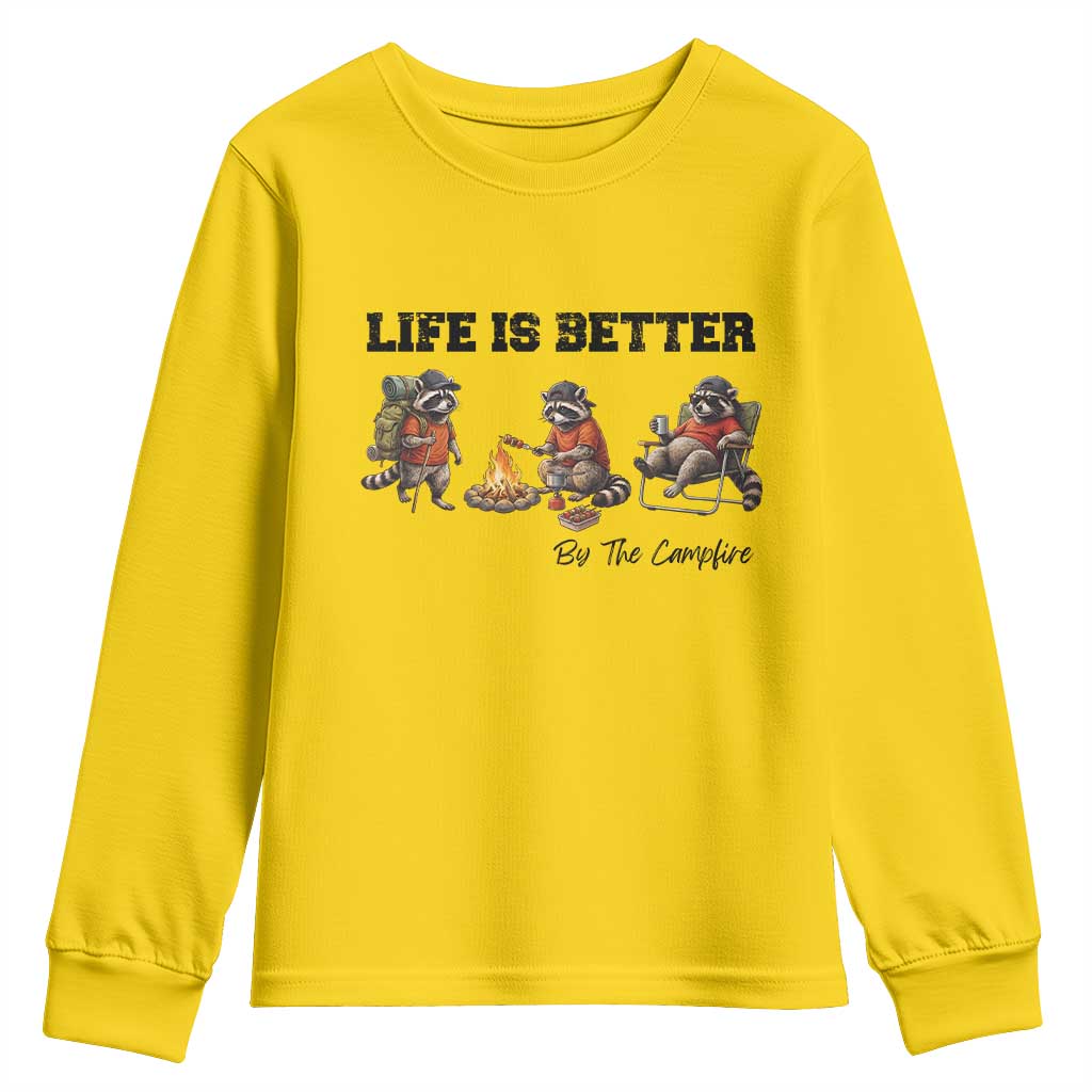 Funny Camping Raccoon Youth Sweatshirt Life Is Better By The Campfire TS12 Daisy Print Your Wear