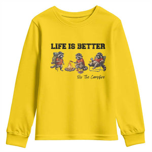 Funny Camping Raccoon Youth Sweatshirt Life Is Better By The Campfire TS12 Daisy Print Your Wear