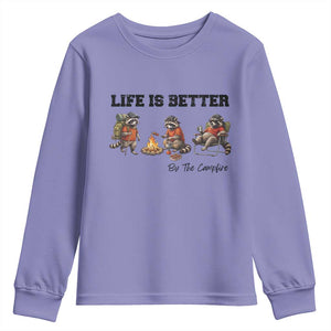 Funny Camping Raccoon Youth Sweatshirt Life Is Better By The Campfire TS12 Violet Print Your Wear