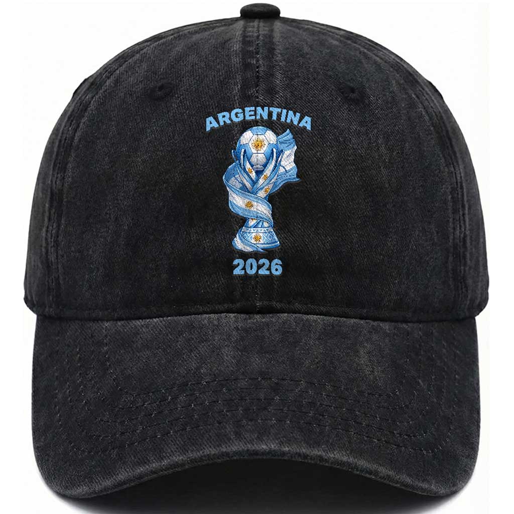Proud Argentina Soccer 2026 Washed Cotton Baseball Cap World Football Fan Gift TS12 Print Your Wear