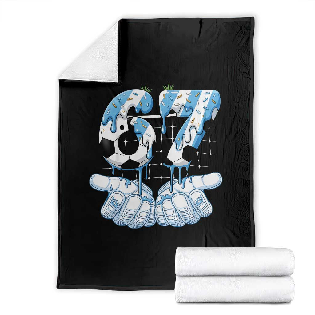 Funny Argentina Six Seven Football Meme Throw Blanket Gen Alpha Soccer Fan TS12 Black Print Your Wear