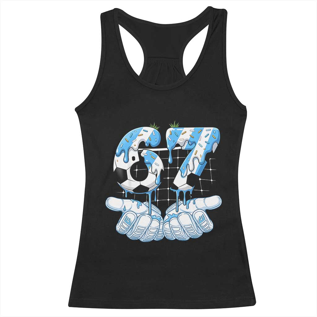 Funny Argentina Six Seven Football Meme Racerback Tank Top Gen Alpha Soccer Fan TS12 Black Print Your Wear