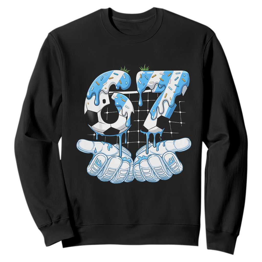 Funny Argentina Six Seven Football Meme Sweatshirt Gen Alpha Soccer Fan TS12 Black Print Your Wear
