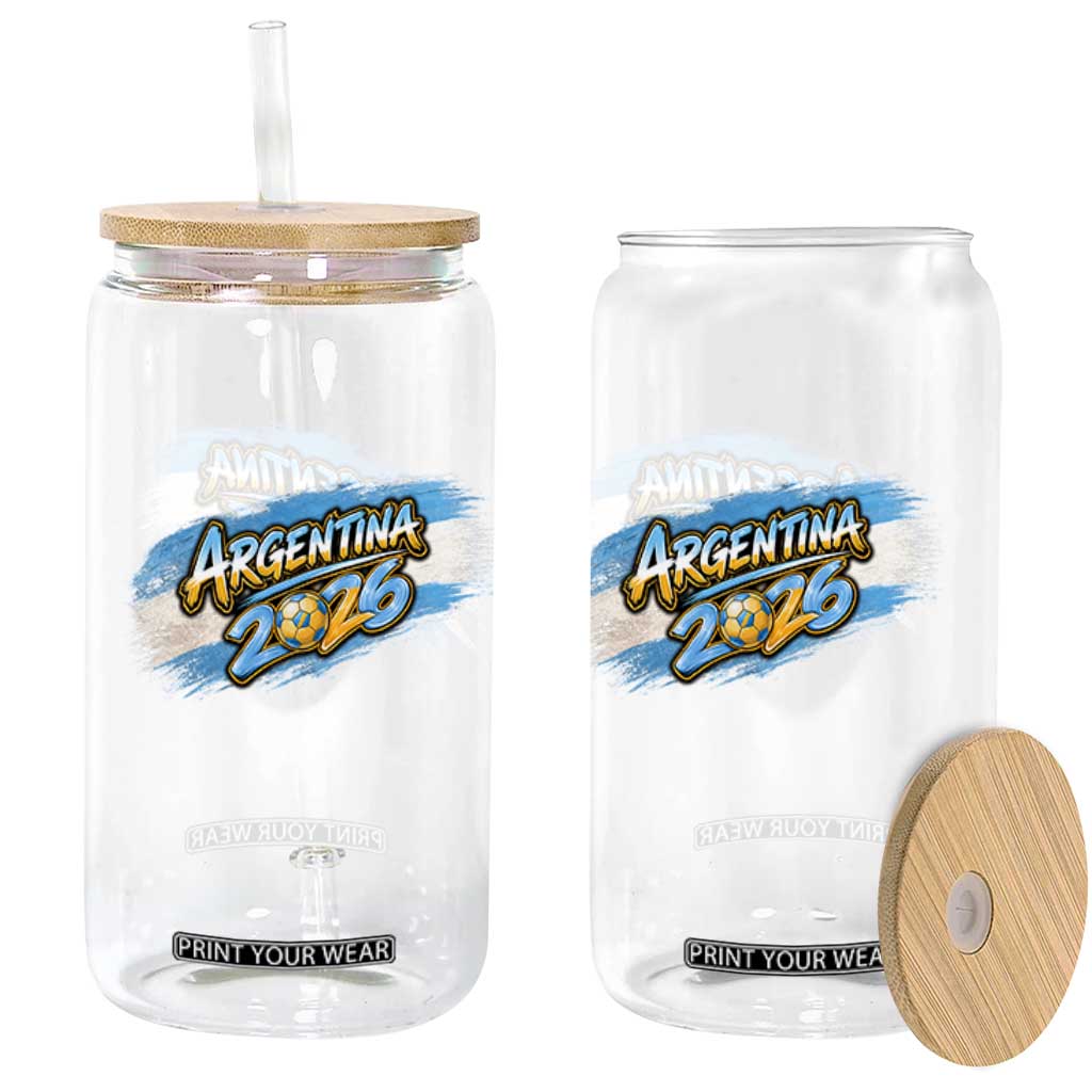 Vintage Argentina Soccer Pride 2026 Graphic Glass Can TS12 Print Your Wear