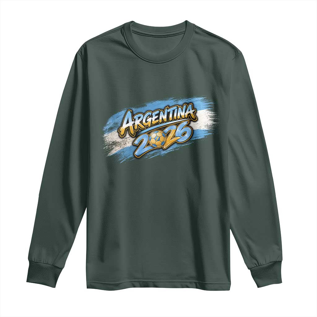 Vintage Argentina Soccer Pride 2026 Graphic Long Sleeve Shirt TS12 Dark Forest Green Print Your Wear