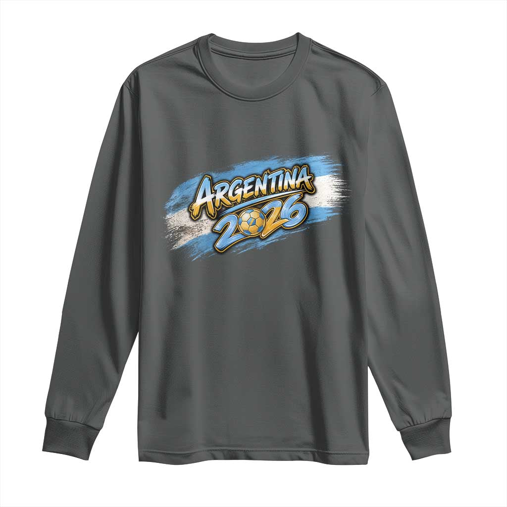 Vintage Argentina Soccer Pride 2026 Graphic Long Sleeve Shirt TS12 Dark Heather Print Your Wear