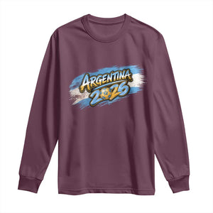 Vintage Argentina Soccer Pride 2026 Graphic Long Sleeve Shirt TS12 Maroon Print Your Wear