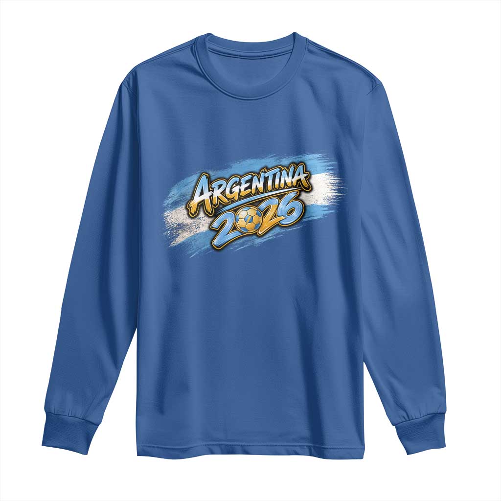Vintage Argentina Soccer Pride 2026 Graphic Long Sleeve Shirt TS12 Royal Blue Print Your Wear