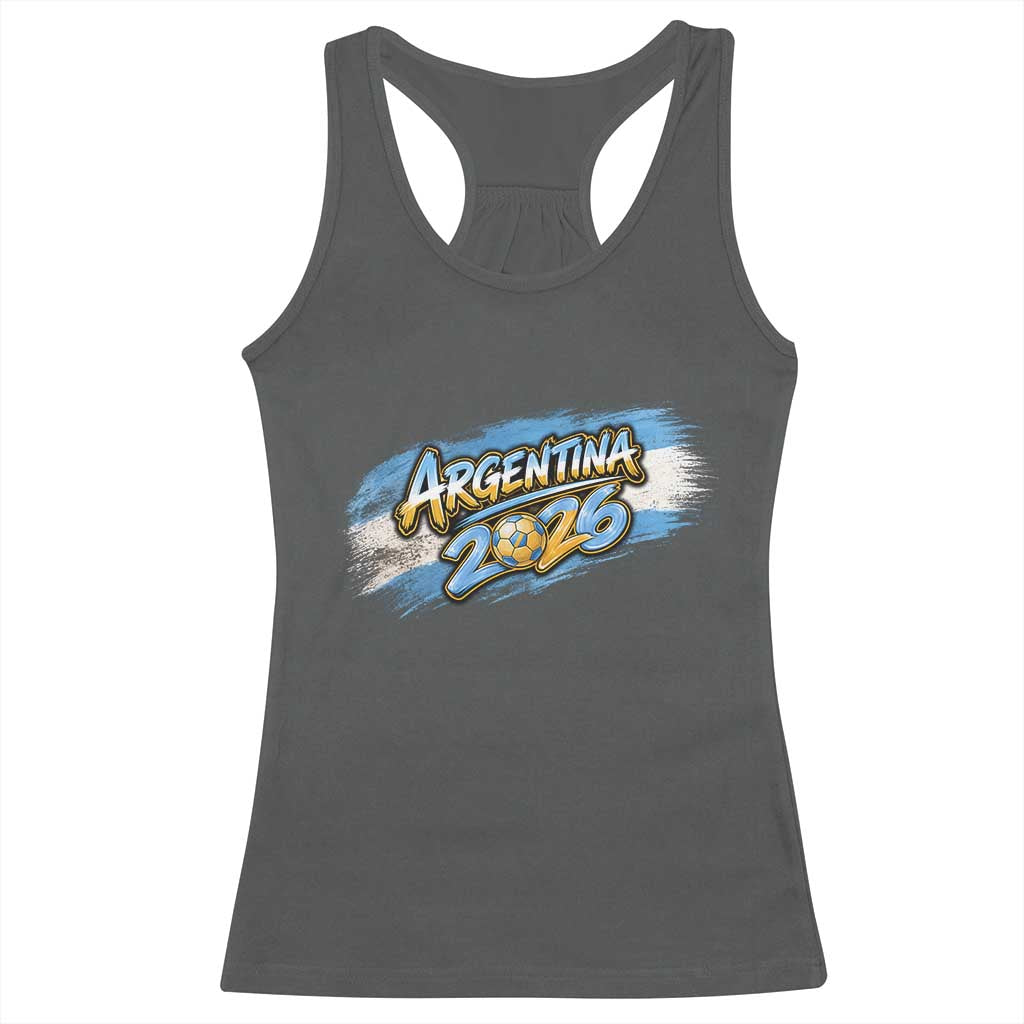 Vintage Argentina Soccer Pride 2026 Graphic Racerback Tank Top TS12 Dark Heather Print Your Wear