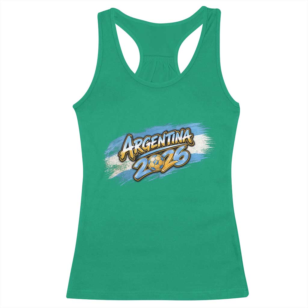 Vintage Argentina Soccer Pride 2026 Graphic Racerback Tank Top TS12 Irish Green Print Your Wear
