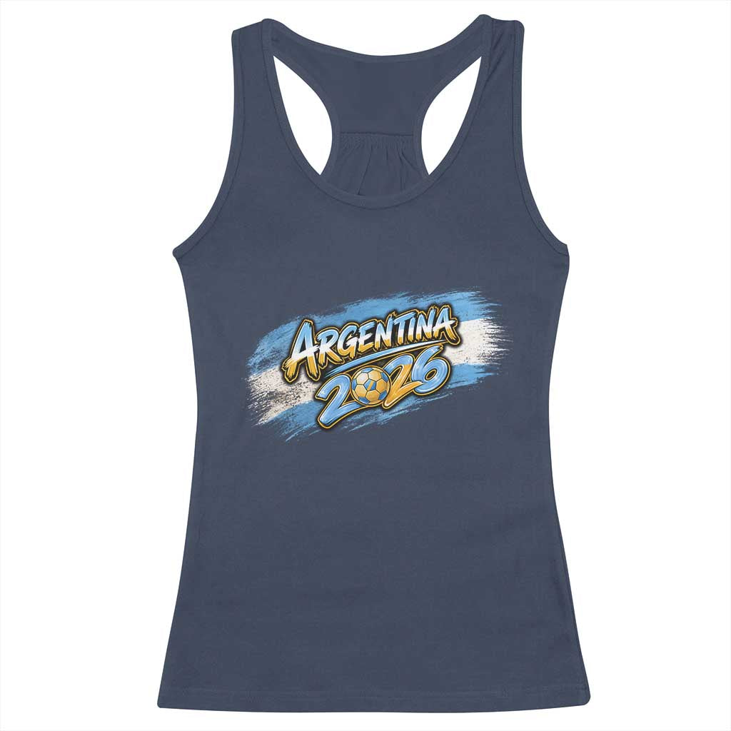 Vintage Argentina Soccer Pride 2026 Graphic Racerback Tank Top TS12 Navy Print Your Wear