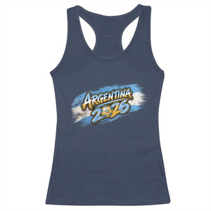 Vintage Argentina Soccer Pride 2026 Graphic Racerback Tank Top TS12 Navy Print Your Wear