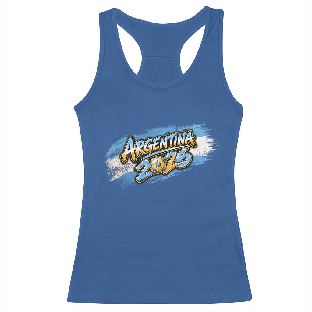 Vintage Argentina Soccer Pride 2026 Graphic Racerback Tank Top TS12 Royal Blue Print Your Wear