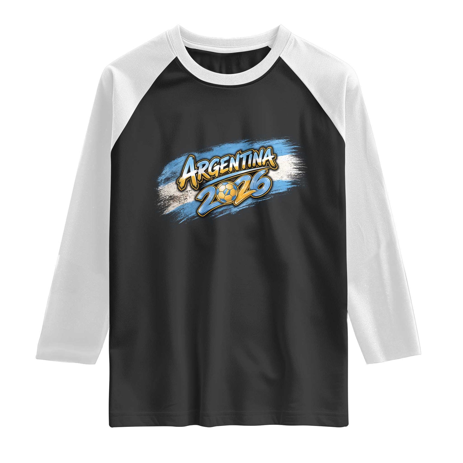 Vintage Argentina Soccer Pride 2026 Graphic Raglan Shirt TS12 Black White Print Your Wear