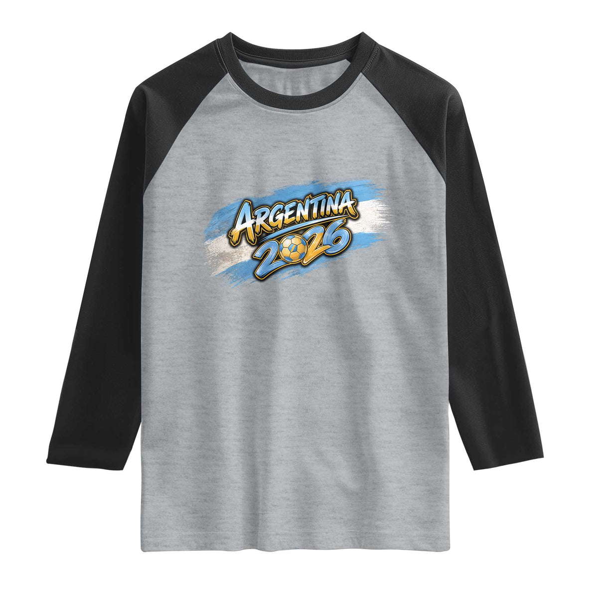 Vintage Argentina Soccer Pride 2026 Graphic Raglan Shirt TS12 Heather Gray Black Print Your Wear
