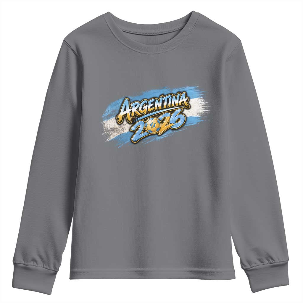 Vintage Argentina Soccer Pride 2026 Graphic Youth Sweatshirt TS12 Charcoal Print Your Wear