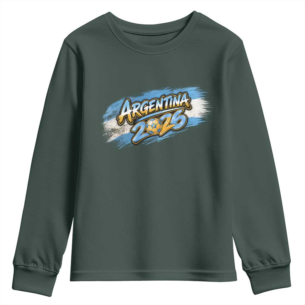 Vintage Argentina Soccer Pride 2026 Graphic Youth Sweatshirt TS12 Dark Forest Green Print Your Wear