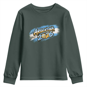 Vintage Argentina Soccer Pride 2026 Graphic Youth Sweatshirt TS12 Dark Forest Green Print Your Wear