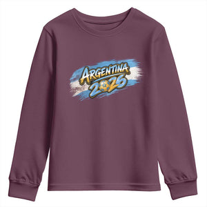 Vintage Argentina Soccer Pride 2026 Graphic Youth Sweatshirt TS12 Maroon Print Your Wear