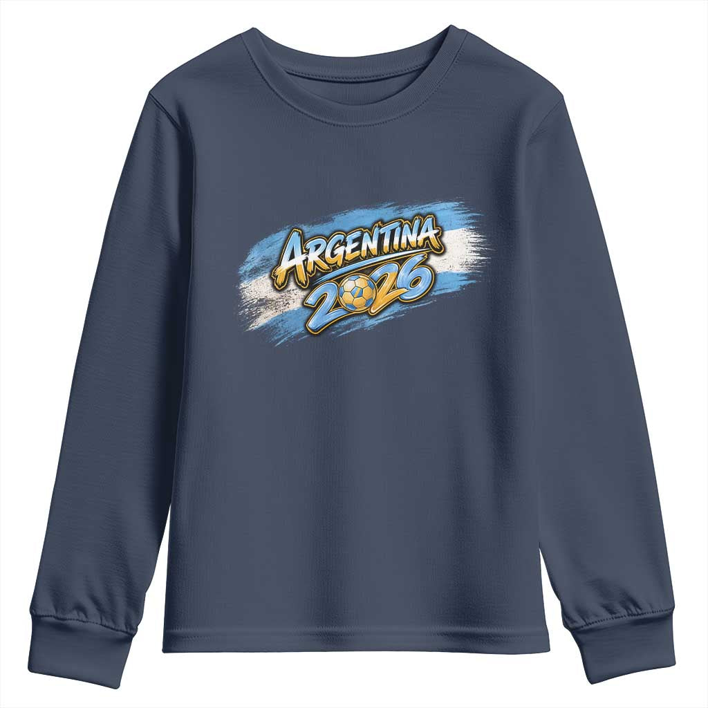 Vintage Argentina Soccer Pride 2026 Graphic Youth Sweatshirt TS12 Navy Print Your Wear