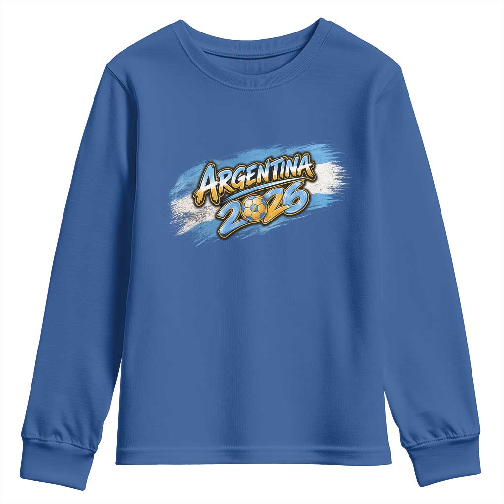 Vintage Argentina Soccer Pride 2026 Graphic Youth Sweatshirt TS12 Royal Blue Print Your Wear