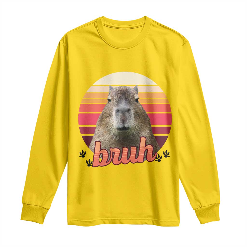 Capybara Lover Long Sleeve Shirt Funny Bruh Meme Animal Humor Gift TS12 Daisy Print Your Wear