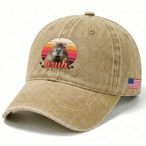 Capybara Lover Washed Cotton Baseball Cap Funny Bruh Meme Animal Humor Gift TS12 Print Your Wear