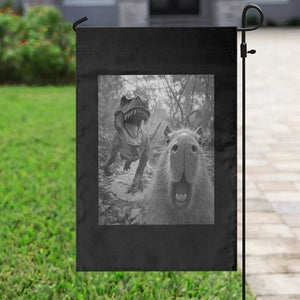 Funny Capybara Selfie With Dinosaur Meme Garden Flag Animal Humor Gift TS12 Print Your Wear