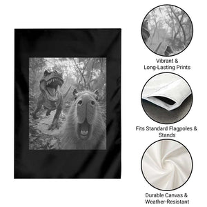 Funny Capybara Selfie With Dinosaur Meme Garden Flag Animal Humor Gift TS12 Print Your Wear