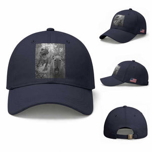 Funny Capybara Selfie With Dinosaur Meme Baseball Cap Animal Humor Gift TS12 Baseball Cap Universal Fit Navy Print Your Wear