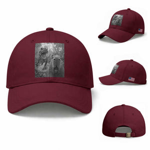 Funny Capybara Selfie With Dinosaur Meme Baseball Cap Animal Humor Gift TS12 Baseball Cap Universal Fit Maroon Print Your Wear