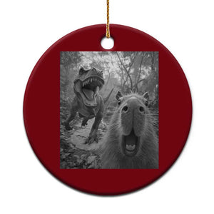 Funny Capybara Selfie With Dinosaur Meme Ceramic Ornament Animal Humor Gift TS12 1pc Red Print Your Wear