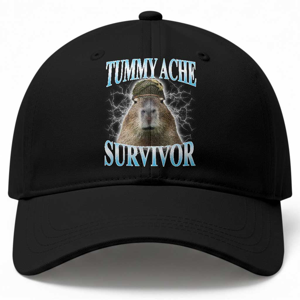 Tummy Ache Survivor Baseball Cap Funny Capybara Meme For Animal Lover TS12 Print Your Wear