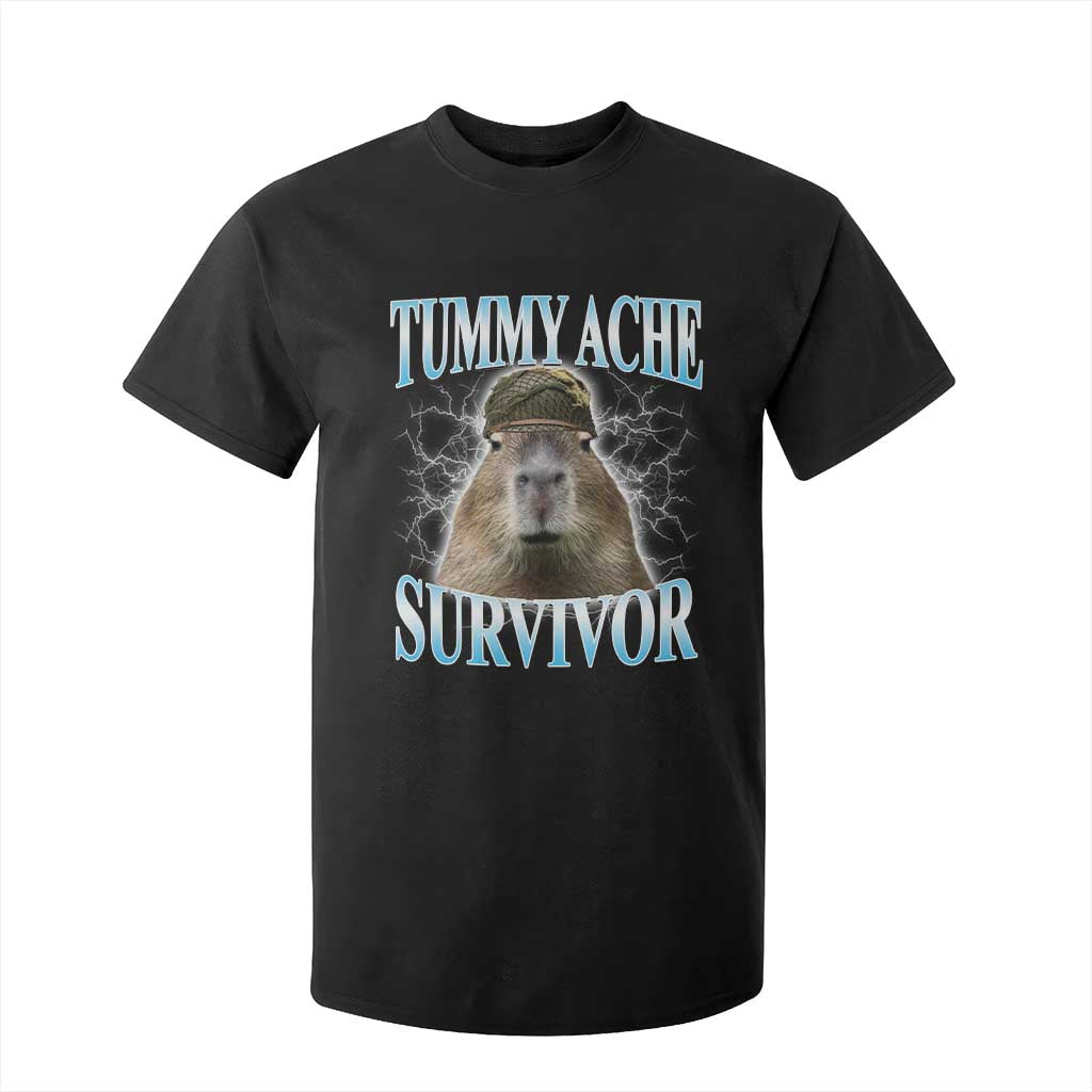 Tummy Ache Survivor T Shirt For Kid Funny Capybara Meme For Animal Lover TS12 Black Print Your Wear