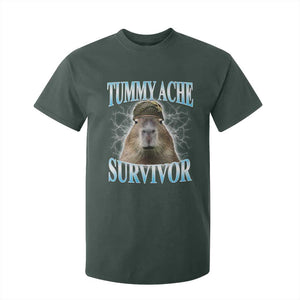 Tummy Ache Survivor T Shirt For Kid Funny Capybara Meme For Animal Lover TS12 Dark Forest Green Print Your Wear