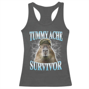 Tummy Ache Survivor Racerback Tank Top Funny Capybara Meme For Animal Lover TS12 Dark Heather Print Your Wear