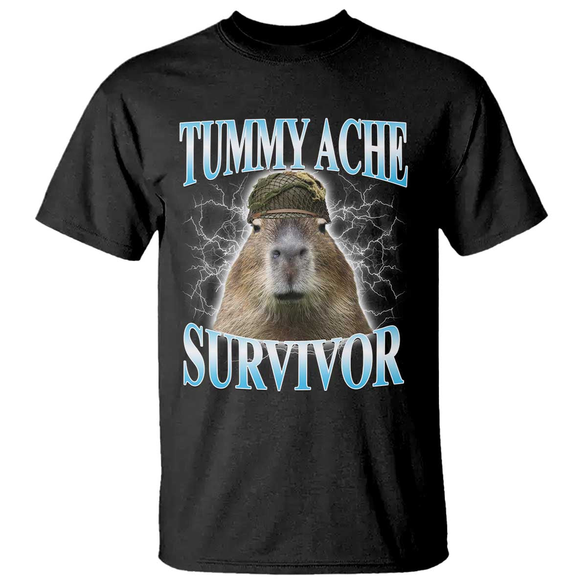 Tummy Ache Survivor T Shirt Funny Capybara Meme For Animal Lover TS12 Black Print Your Wear