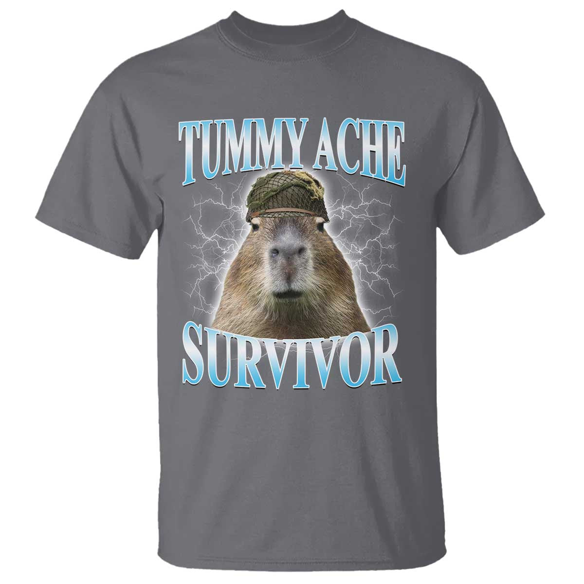 Tummy Ache Survivor T Shirt Funny Capybara Meme For Animal Lover TS12 Charcoal Print Your Wear