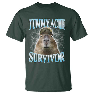 Tummy Ache Survivor T Shirt Funny Capybara Meme For Animal Lover TS12 Dark Forest Green Print Your Wear
