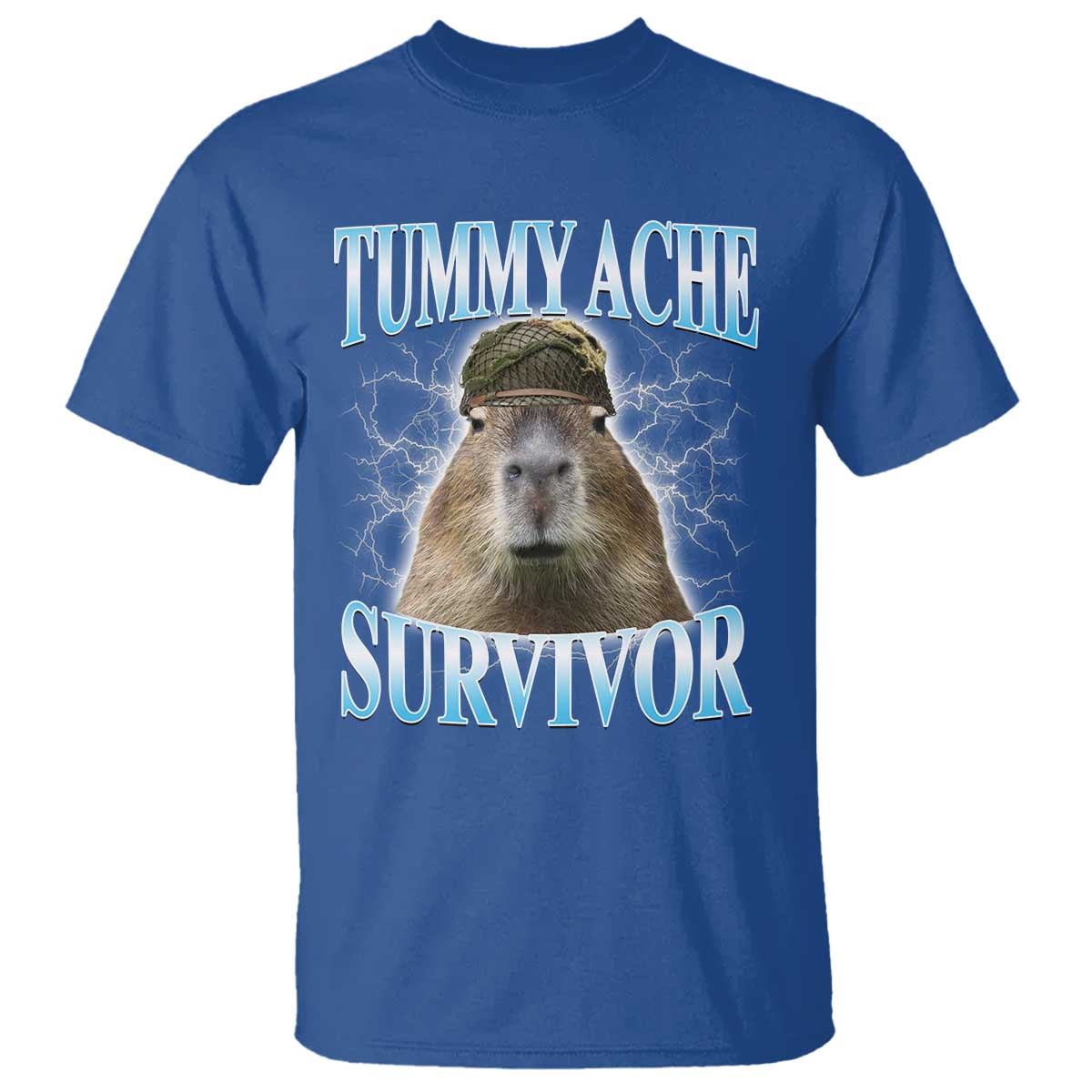 Tummy Ache Survivor T Shirt Funny Capybara Meme For Animal Lover TS12 Royal Blue Print Your Wear